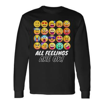 All Feelings Are Okay Mental Health Counselor Psychologist Long Sleeve T-Shirt | Mazezy