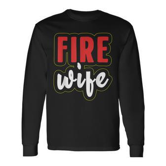 Feuerwehrfrau Ehefrau Damen Langarmshirts, Schwarz mit Aufschrift - Seseable