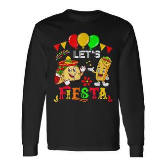 Lets Fiesta Burrito And Tacos Cinco De Mayo Mexican Party Long Sleeve T-Shirt T-Shirt | Mazezy
