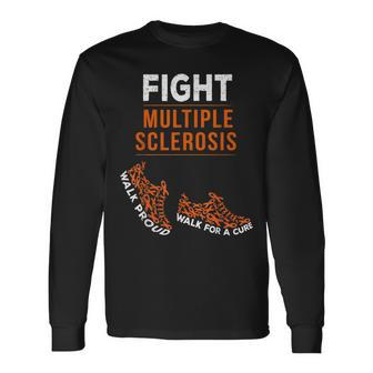 Fight Multiple Sclerosis Ms Awareness Warrior Ribbon Long Sleeve T-Shirt T-Shirt | Mazezy