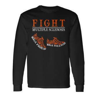 Fight Multiple Sclerosis Ms Awareness Ms Warrior Ribbon Long Sleeve T-Shirt T-Shirt | Mazezy