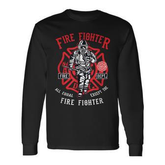 Fire Fighter Fire Department Long Sleeve T-Shirt - Seseable