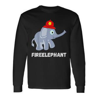 Fire Fighter Elephant Baby Firefighter Fireman Long Sleeve T-Shirt - Seseable