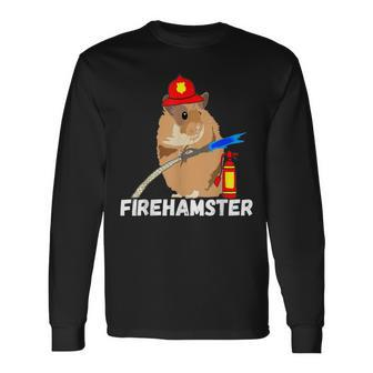 Fire Fighter Hamster Chubby Hammy Firefighter Pet Long Sleeve T-Shirt - Seseable