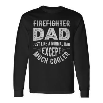 Firefighter Dad Firemen Dads Fathers Day Vintage Men Long Sleeve T-Shirt - Seseable