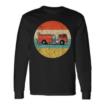 Firefighter Vintage Retro Fireman Fire Truck Firefighting Long Sleeve T-Shirt - Seseable