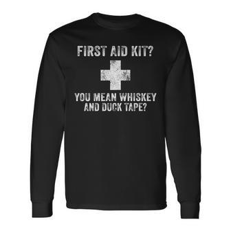 First Aid Kit Whiskey And Duct Tape Dad Joke Vintage Long Sleeve T-Shirt - Seseable