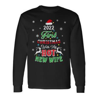 First Christmas With My Hot New Wife Couples Xmas 2022 Men Women Long Sleeve T-shirt Graphic Print Unisex - Seseable