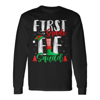 First Grade Squad Christmas Elementary Teacher Gifts Men Women Long Sleeve T-shirt Graphic Print Unisex - Seseable