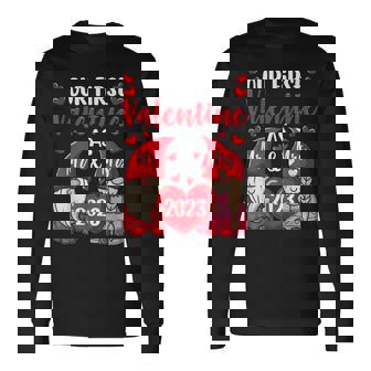 Our First Valentine As Mr And Mrs 2023 Hearts Valentines Day Long Sleeve T-Shirt - Seseable