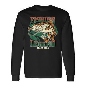 Fishing Legend Trout Bass Fisherman Since 1988 The Myth Long Sleeve T-Shirt - Seseable
