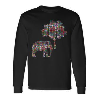 Flags Of The Countries Of The World International Elephant Long Sleeve T-Shirt | Mazezy