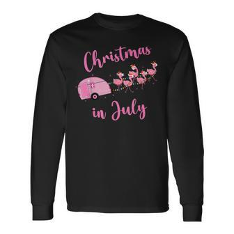 Flamingo Pink Retro Camping Car Christmas In July V3 Men Women Long Sleeve T-Shirt T-shirt Graphic Print - Thegiftio UK