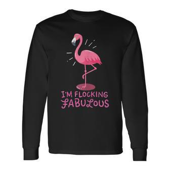 Im Flocking Fabulous Pink Flamingo Bird Flamingo Men Women Long Sleeve T-Shirt T-shirt Graphic Print - Thegiftio UK