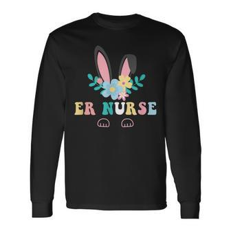 Floral Leopard Er Nurse Bunny Costume For Easter Long Sleeve T-Shirt | Mazezy