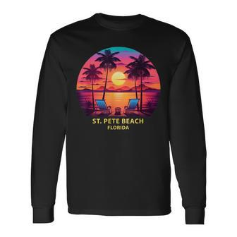 Florida St Pete Beach Colorful Palm Trees Beach Long Sleeve T-Shirt T-Shirt | Mazezy