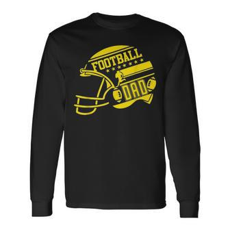 Football Dad Helmet For Men Proud Fathers Day College Season Long Sleeve T-Shirt - Seseable