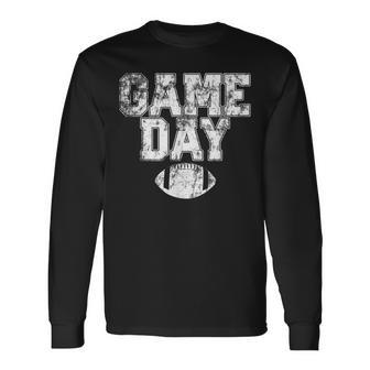 Football Day Game Vintage Distressed Graphic Dad Long Sleeve T-Shirt - Seseable