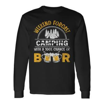 Weekend Forcast Camping With A 100 Chance Of Beer Vintage Long Sleeve T-Shirt | Mazezy