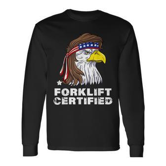 Forklift Certified Eagle Mullet Usa Fork Lift Forklift Long Sleeve T-Shirt T-Shirt | Mazezy