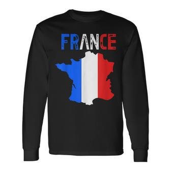 France Map France Flag Soccer French Futbol Club Sport Men Women Long Sleeve T-shirt Graphic Print Unisex - Seseable