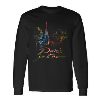 France Paris Eiffel Tower Je Taime Long Sleeve T-Shirt - Seseable