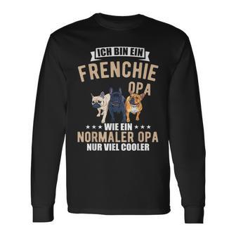 Französische Bulldogge Opa Langarmshirts für Herren, Hundebesitzer Tee - Seseable