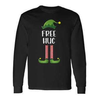 Free Hug Christmas Elf Buddy Matching Family Pajama Men Women Long Sleeve T-shirt Graphic Print Unisex - Seseable