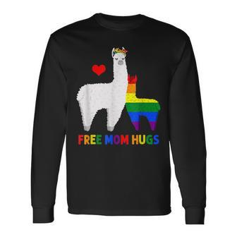 Free Mom Hugs Rainbow Heart Mama Llama Lgbt Pride Month Long Sleeve T-Shirt T-Shirt | Mazezy