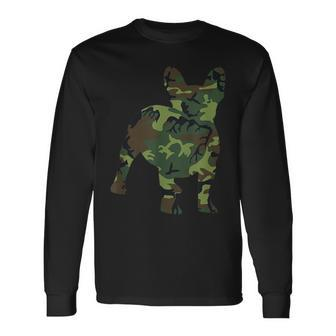 French Bulldog Camouflage Dog Camo Frenchie Owner Military Long Sleeve T-Shirt - Seseable
