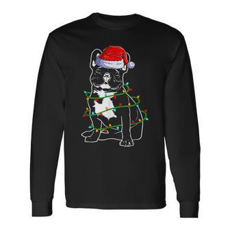 French Bulldog Christmas Dog Mom Dad Christmas Lights Men Women Long Sleeve T-shirt Graphic Print Unisex - Seseable