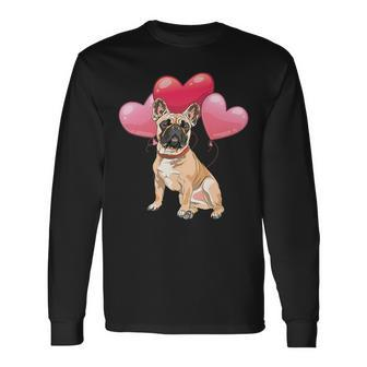 French Bulldog Frenchie Dog Cute Frenchie Heart Balloons Pet Animal Dog French Bulldog 131 Frenchies Long Sleeve T-Shirt - Monsterry DE