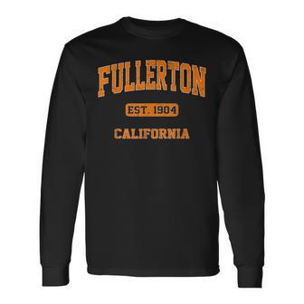 Fullerton California Ca Vintage State Athletic Style Long Sleeve T-Shirt - Seseable