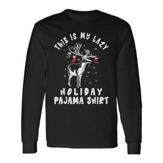 Fun Matching Family Pj Reindeer Christmas Holiday Pajama Men Women Long Sleeve T-shirt Graphic Print Unisex - Seseable