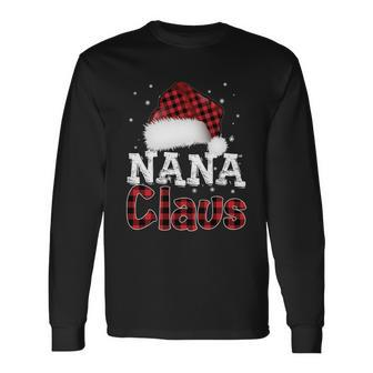 Fun Santa Hat Christmas Costume Matching Nana Claus Long Sleeve T-Shirt - Monsterry