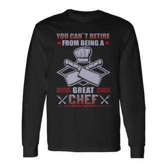 Funny Chef Hat Cook Retirement Cooking Men Women Long Sleeve T-shirt Graphic Print Unisex - Seseable