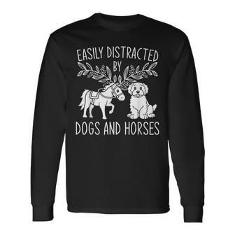 Funny Equestrian Dog Lover Gift Horseback Riding Horse Men Women Long Sleeve T-shirt Graphic Print Unisex - Seseable
