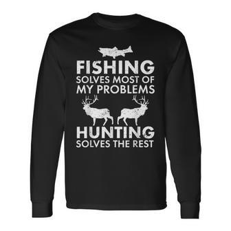 Funny Fishing And Hunting Gift Christmas Humor Hunter Cool Men Women Long Sleeve T-shirt Graphic Print Unisex - Seseable