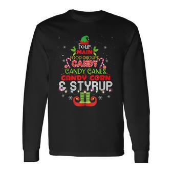 Funny Four Main Food Groups Elf Buddy Christmas Pajama Gift V2 Men Women Long Sleeve T-shirt Graphic Print Unisex - Seseable