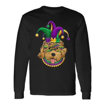 Funny Mardi Gras Dog Apparel Golden Doodle Dog Mom Dad Men Women Long Sleeve T-shirt Graphic Print Unisex - Seseable