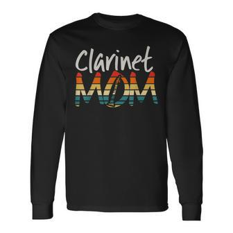 Funny Retro Band Mom - Clarinet Mom Marching Band Lover Men Women Long Sleeve T-shirt Graphic Print Unisex - Seseable
