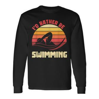 Funny Swim Aquatic Sport Athlete Swimmer Retro Swimming Men Women Long Sleeve T-shirt Graphic Print Unisex - Seseable