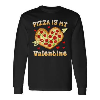 Funny Valentines Day Pizza Is My Valentine Pizza Heart Love Men Women Long Sleeve T-shirt Graphic Print Unisex - Seseable
