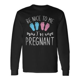 Future Mommy Be Nice To Me Im Pregnant Funny Pregnancy Men Women Long Sleeve T-shirt Graphic Print Unisex - Seseable