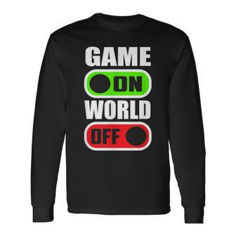 Game On World Off Gamer Gaming Konsole Gamepad Zocken Langarmshirts - Seseable