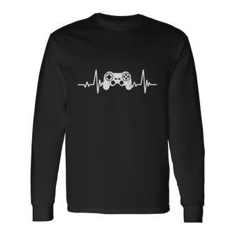 Gamer Heartbeat Video Game Controller Gaming Vintage Retro Long Sleeve T-Shirt - Monsterry AU
