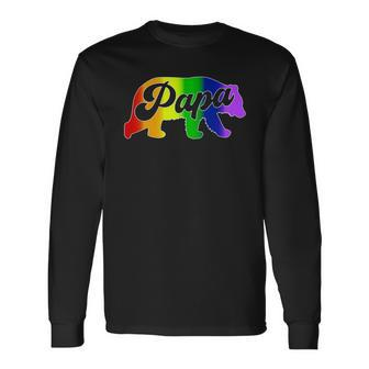 Gay Dad Papa Bear Pride Rainbow Colors Fathers Day Men Women Long Sleeve T-Shirt T-shirt Graphic Print - Thegiftio UK