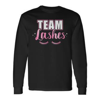 Gender Reveal Team Girl Lashes Matching Baby Party Long Sleeve T-Shirt T-Shirt | Mazezy