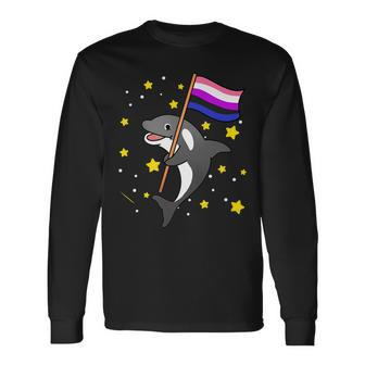 Genderfluid Pride Orca Genderfluid Long Sleeve T-Shirt | Mazezy