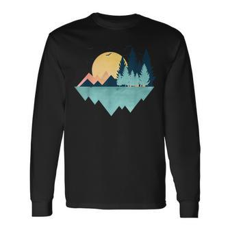 Geometric Mountain Abstract Geometry Outdoor Long Sleeve T-Shirt - Seseable